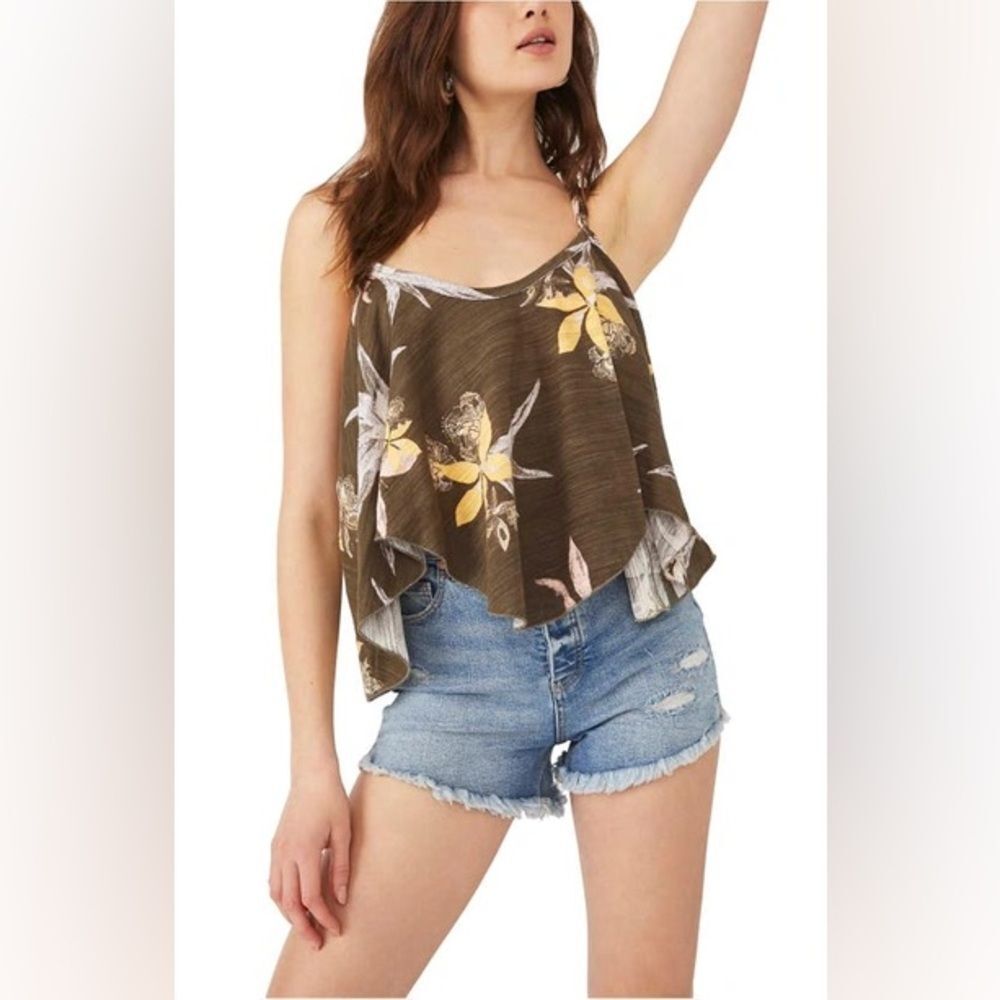 Free People Hey Girl Cotton Tank Top Tropical S - Picture 2 of 13
